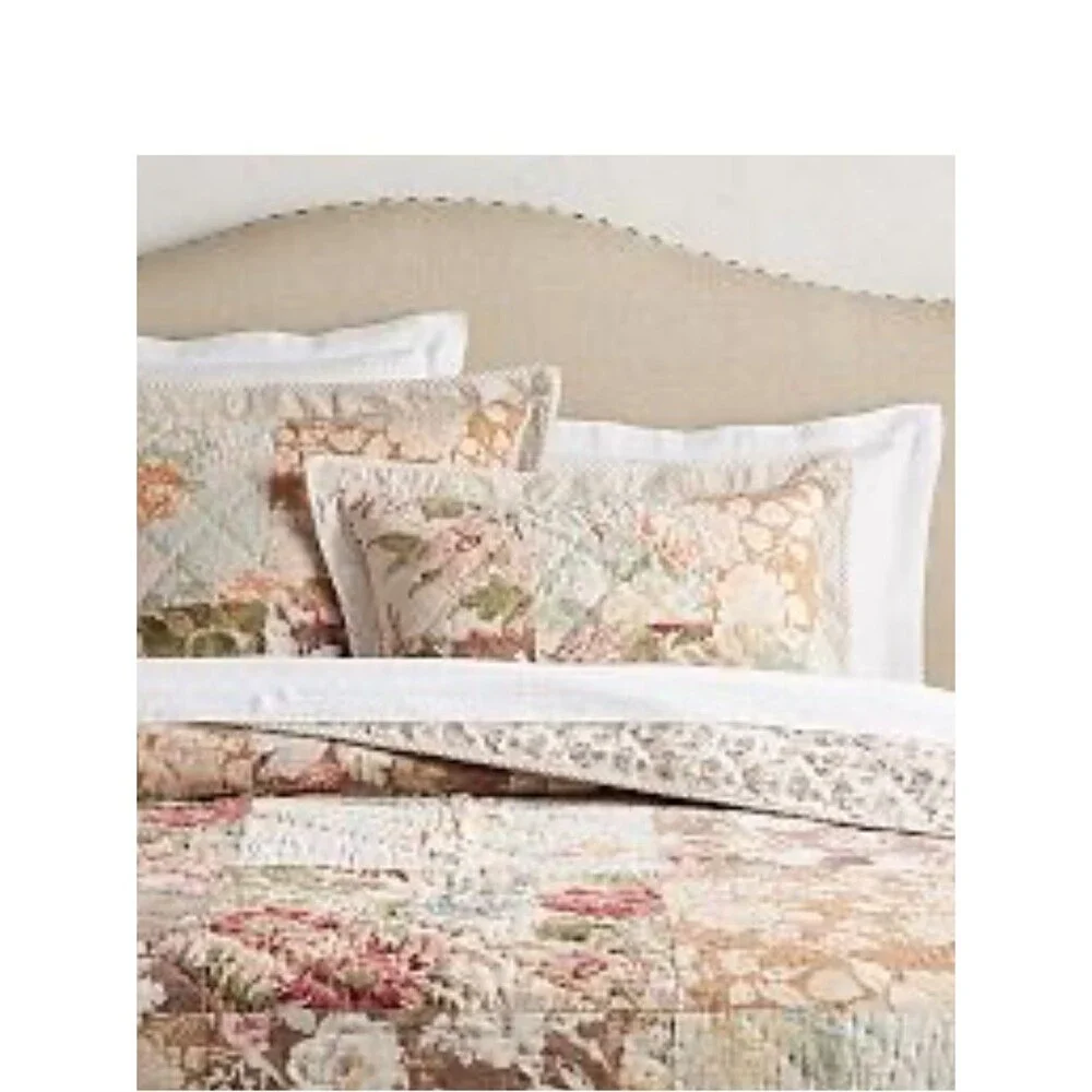 Pottery Barn Carolina Floral Patchwork Reversible Cotton Standard 26 X 20 Sham N